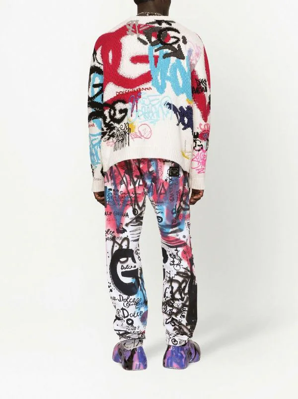 Dolce & Gabbana Multicolor Embellished Graffiti Sweatshirt